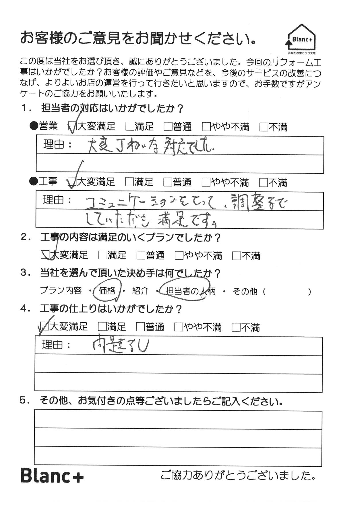 大変丁寧な対応でした。 コミュニケーションをとって、調整などしていただき満足です。 問題なし。